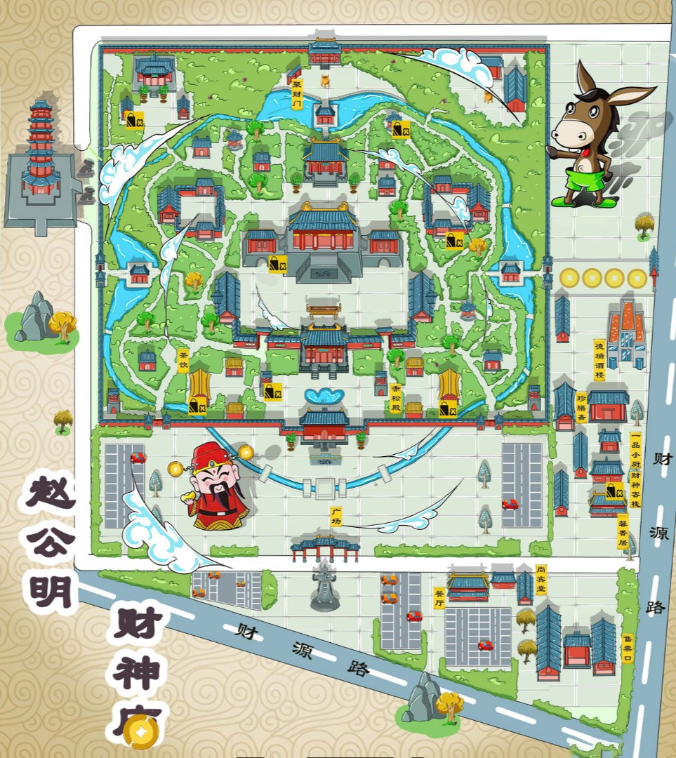 湛河寺庙类手绘地图